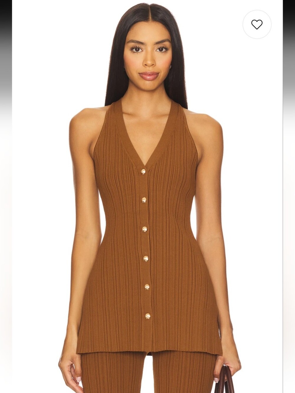 Veronica Beard Dax Knif Vest Ribbed Button-Front Knit Tank